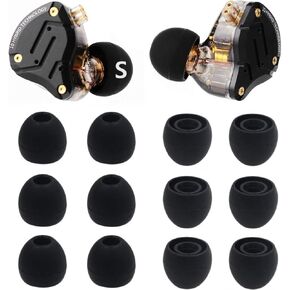 Replacement Earbuds Tips Silicone Ear Tips for KZ ZS10 Pro, Earphones Eartips Small Size 6 Pairs,Black 4233S