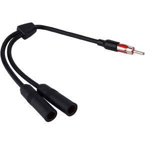 Car AM FM Antenna Splitter Adapter Car Auto Radio Antenna Splitter Stereo Cable 1 Male to 2 Female Y Adaptor Connector for Car Truck Vehicle Radio Antenna