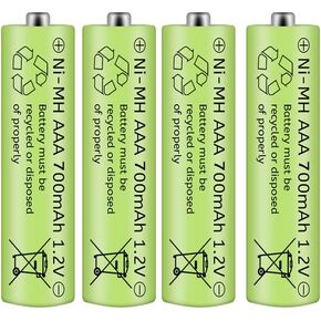 Cotchear 1.2V AAA Rechargeable Battery, AAA 700mAh Rechargeable Ni-MH Batteries 4 Pcs AAA Battery - Rechargeable Cycle Used More Than 500 Times (4 pcs)