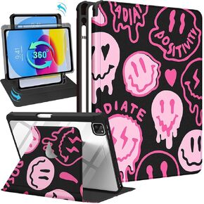 for iPad Air 13 Inch Case M2 2024/for iPad Pro 12.9 Case (2022/2021/2020/2018) - for Women Girls Cute Folio Cover with Pencil Holder Girly Kawaii Flower Floral Design Rotating Stand Teen Cases