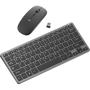 Mobile Pixels Wireless Keyboard Mouse Combo, Ultra Thin 2.4G-Wireless USB Receiver Keyboard Mouse, Rechargeable Bluetooth 5.0/4.0 Ergonomic Keyboard Mouse for Mac OS/Windows/Android/iOS 10 (Black)