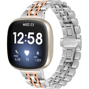 Chofit Compatible with Fitbit Versa 4/Versa 3/Sense 2/Sense Bands Women Men,Stainless Steel Metal Replacement Wrist Band for Fitbit Versa 4