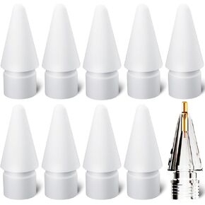 10-Pack Pencil Tips, Pencil 1st & 2nd Gen Tips Replacement - Compatible Nibs for iPad Pro Pencil, White, NXVX