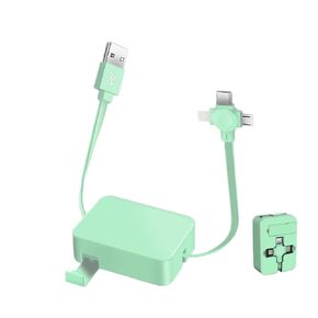 3 in 1 USB Fast Charging Cable, Multi Charging Cable, Phone Charger Retractable, Compatible USB C(Type-C)/Micro USB/IP, Compatible with Phone, Android, Tablets (Green)