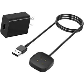 Versa 4 Charger Versa 3 Charging Cable Wall Plug Charger Compatible with Fitbit Versa 4 /Versa 3 / Sense 2/ Sense Smart Watch Charging Cord