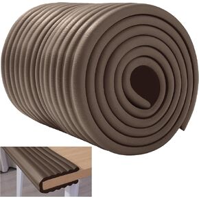 MABOZOO 8'' Extra Wide Seat Edge Cushion, 13.1 ft Length Foam Fireplace Cushion Soft Hearth Guard Bumper Pad Child Proof Padding Hearth Pad Edge Protector for Baby (Walnut)