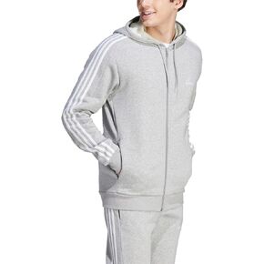 adidas Men's Essentials Fleece 3-Stripes Full-Zip Hoodie, Semi Lucid Blue