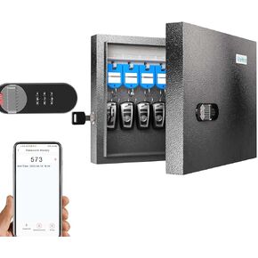WeHere 104 Keys Lock Box Wall Mount with Key Drop Slot, APP Bluetooth/OTP/Wi-Fi/Fixed Code/Key Unlock, Smart Large Key Cabinet Key Return Box for Hotel,Car Dealerships,Realtors,Office