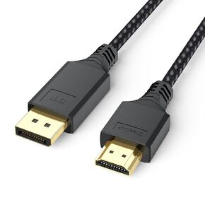 Display Port to HDMI Cable 3.3Ft, DispalyPort DP to HDMI Adapter Braided Cord Male to Male for Monitor HDTV Display Projector Compatible with Lenovo HP ASUS Dell and Other Brand
