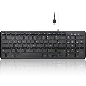 Perixx PERIBOARD-213B ES Teclado con Cable USB y Teclas Multimedia - Las teclas con mecanismo de tijera y Bajo perfil - Español QWERTY