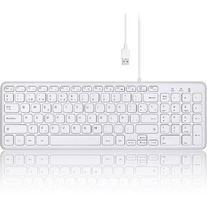 Perixx PERIBOARD-213B ES Teclado con Cable USB y Teclas Multimedia - Las teclas con mecanismo de tijera y Bajo perfil - Español QWERTY