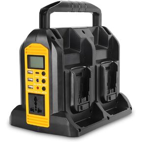 350W Power Inverter for Dewalt 20v Battery Power Supply Inverter DC 20V to AC 110~120V Battery Inverter with AC Output, 3*USB, Type-C Port, DC Output 12V/5A, LED Light（4 Channels）