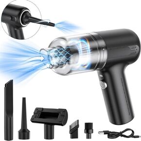 Handheld Vacuum Cordless, 2 in 1 Mini Vacuum Cleaner with Brushless Motor 11000PA High Power and Type C, Car Vacuum Portable Cordless with LED Light and Multi-Nozzles for Car, Home, Office