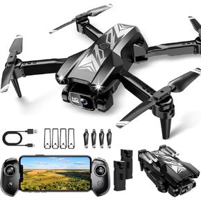 Mini Drone with Camera for Kids Adults-1080P FPV Camera Foldable Drone with Stable Altitude Hold, Gestures Selfie, Waypoint Fly, Auto-Follow, 3D Flip, One Key Start, 3 Speeds, 2 Batteries