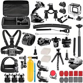 مجموعة ملحقات الكاميرا الرياضية الخارجية 59 في 1 متوافقة مع GoPro Hero 12 11 10 9 8 7 GoPro Max GoPro Fusion DJI Osmo Action Camera Mount Mount Diving Case Tripod in Kuwait