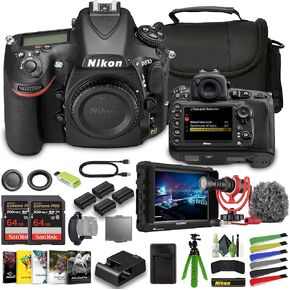 Nikon D850 FX-Format Digital SLR Camera + 3X EN-EL15C Battery + External Charger + LED Light + 2X Extreme PRO 64GB Card + 12 Inch Flex Tripod + Photo Editing Software + Mic + External Monitor + More