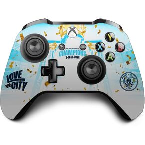 Head Case Designs Officially Licensed Manchester City Man City FC Team Poster 2023 Champions Vinyl Sticker Gaming Skin Decal Cover Compatible With Xbox One S/X Controller