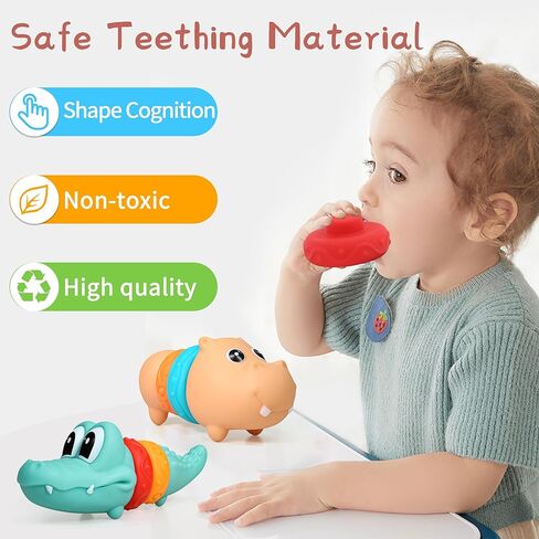 Baby Montessori Toy for Toddler Gifts - Stacking Blocks, Soft Teething Toy, Sorting Animals, Squeeze Sensory Toys, Infant Bath Toys, Toddler Counting Shape Blocks for Boys Girls 6 Months and Up in Kuwait