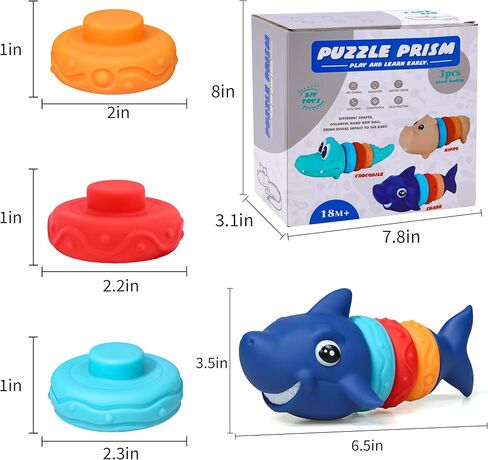 Baby Montessori Toy for Toddler Gifts - Stacking Blocks, Soft Teething Toy, Sorting Animals, Squeeze Sensory Toys, Infant Bath Toys, Toddler Counting Shape Blocks for Boys Girls 6 Months and Up in Kuwait