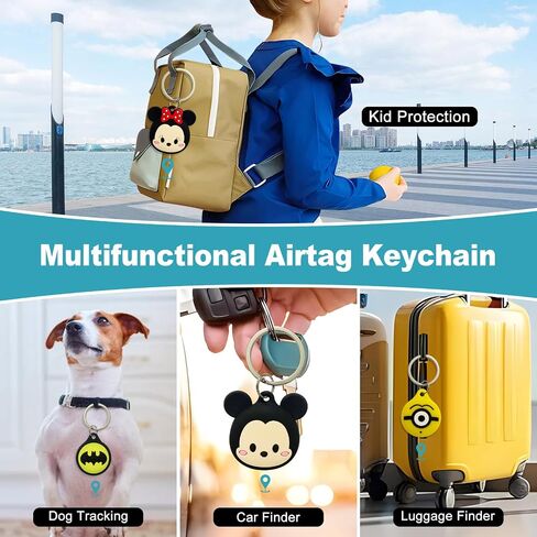 حامل Airtag للأطفال 4 عبوات، حامل قلادة لطيف على شكل علامة هوائية مع حبل قابل للتعديل، حامل سلسلة مفاتيح Airtag مضاد للفقد، غطاء متين من السيليكون AirTag غطاء مخفي للأطفال / البالغين / المفتاح / الحيوانات الأليفة، أسود + أصفر in Saudi Arabia