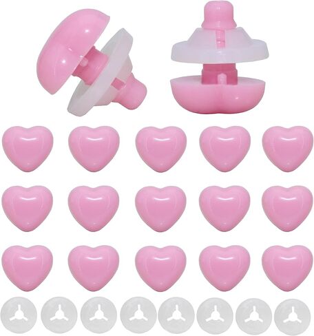 ARTCXC 50Pcs 15mm Black Love Heart Shape Safety Eyes Solid Plastic Safety Eyes Noses with Washers for DIY of Puppet, Bear Crafts, Plush Animal Doll Making Supplies in Kuwait