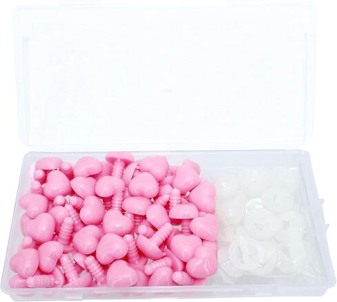ARTCXC 50Pcs 15mm Black Love Heart Shape Safety Eyes Solid Plastic Safety Eyes Noses with Washers for DIY of Puppet, Bear Crafts, Plush Animal Doll Making Supplies in Kuwait