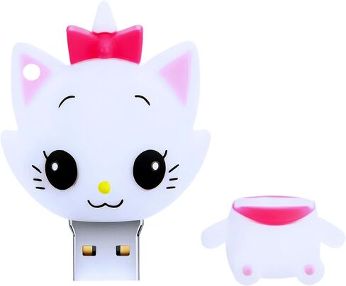 128GB USB 3.0 Flash Drive Cartoon Novelty Cute Cat Memory Stick Silicone Rubber Ainmal Pendrive White, 128GB-whitecat3.0 in Kuwait