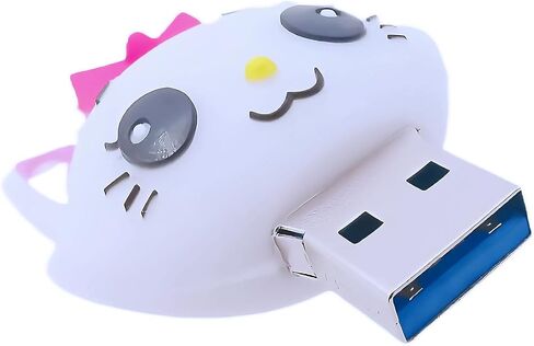 128GB USB 3.0 Flash Drive Cartoon Novelty Cute Cat Memory Stick Silicone Rubber Ainmal Pendrive White, 128GB-whitecat3.0 in Kuwait