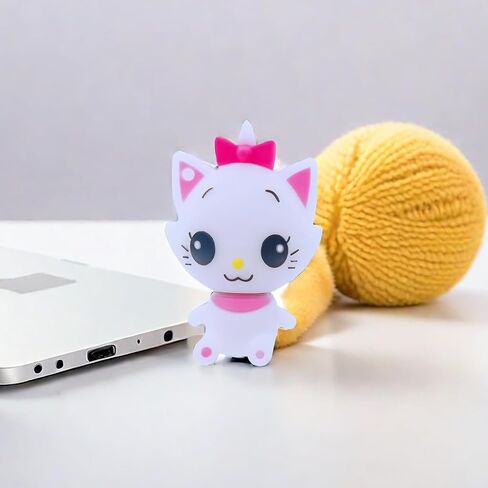 128GB USB 3.0 Flash Drive Cartoon Novelty Cute Cat Memory Stick Silicone Rubber Ainmal Pendrive White, 128GB-whitecat3.0 in Kuwait
