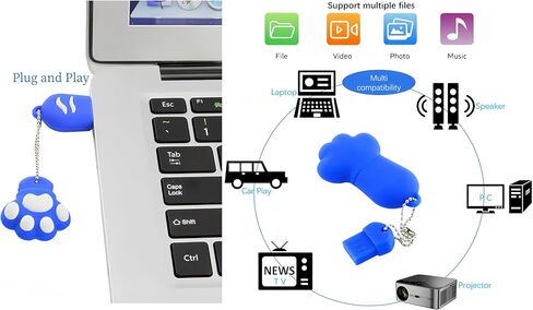 128GB USB 3.0 Flash Drive Cartoon Novelty Cute Cat Memory Stick Silicone Rubber Ainmal Pendrive White, 128GB-whitecat3.0 in Kuwait