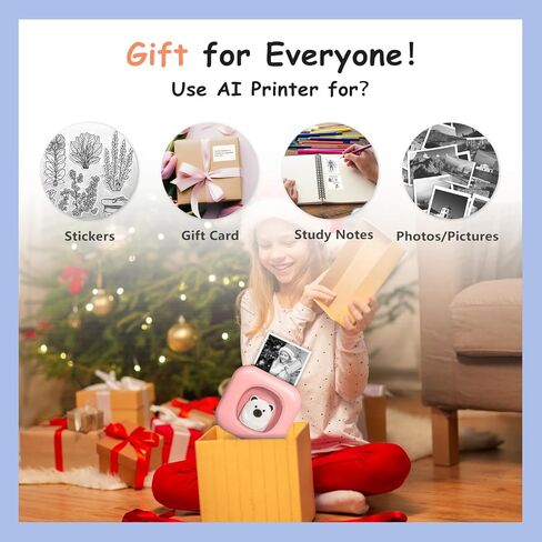 Easter Basket Stuffers,Sticker Printer,Mini Printer Portable Thermal Printer Inkless Pocket Printer with AI Technology,Bluetooth Photo Printer for Learning Assistance, Notes, Journal,Study Notes in Saudi Arabia