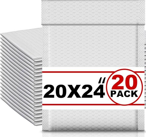 Ireer 20 Pack Extra Large 18" x 22" White Bubble Mailers Poly Padded Envelopes Cushioned Mailing Envelopes Bubble Padded Mailers Self Adhesive Waterproof Shipping Bags for Business Boutique Packaging in Saudi Arabia