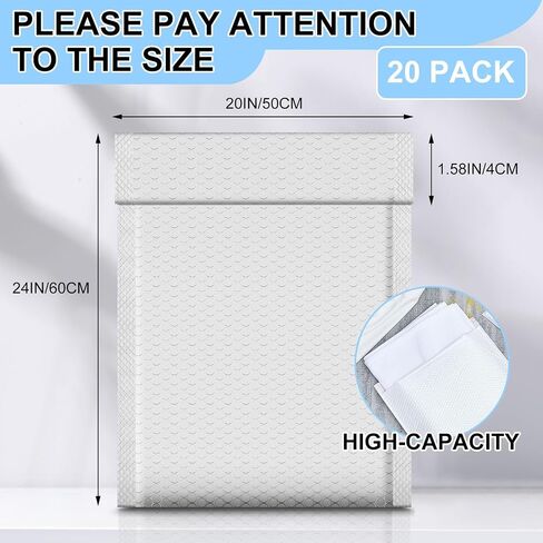 Ireer 20 Pack Extra Large 18" x 22" White Bubble Mailers Poly Padded Envelopes Cushioned Mailing Envelopes Bubble Padded Mailers Self Adhesive Waterproof Shipping Bags for Business Boutique Packaging in Saudi Arabia