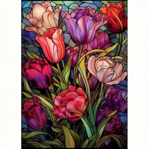 ajepon Hummingbird Diamond Art Kit-Flower 5D الماس اللوحة للبالغين، الزجاج الملون الكبار الماس مجموعات الطلاء، جوهرة اللوحة عدة الفنون للجدار ديكور المنزل الفنون الحرفية 14x14inch in Kuwait