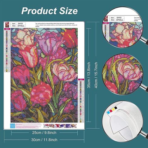 ajepon Hummingbird Diamond Art Kit-Flower 5D الماس اللوحة للبالغين، الزجاج الملون الكبار الماس مجموعات الطلاء، جوهرة اللوحة عدة الفنون للجدار ديكور المنزل الفنون الحرفية 14x14inch in Kuwait
