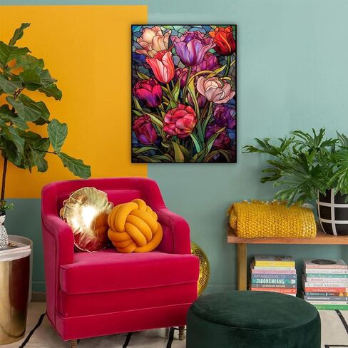 ajepon Hummingbird Diamond Art Kit-Flower 5D الماس اللوحة للبالغين، الزجاج الملون الكبار الماس مجموعات الطلاء، جوهرة اللوحة عدة الفنون للجدار ديكور المنزل الفنون الحرفية 14x14inch in Kuwait