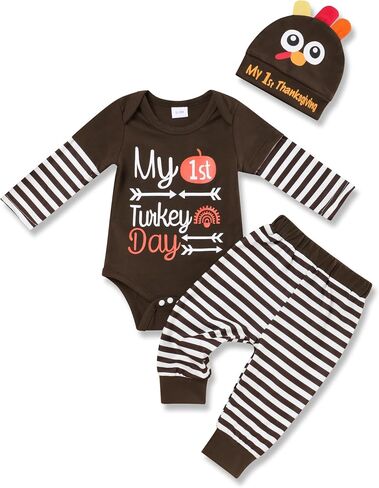 TUEMOS Baby Boy Thanksgiving Outfit My Frst Thanksgiving Newborn Baby Boy Thanksgiving Turkey Outfit Set in Saudi Arabia
