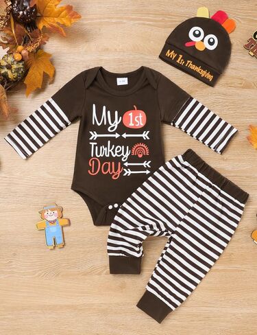 TUEMOS Baby Boy Thanksgiving Outfit My Frst Thanksgiving Newborn Baby Boy Thanksgiving Turkey Outfit Set in Saudi Arabia