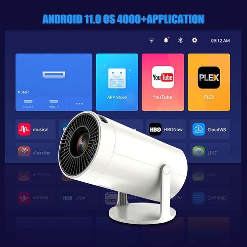 projector with wifi and bluetooth portable projector 4K 1080P full HD support smart projector 5G/2.4G 180° rotatable outdoor projector for mobile phone/TV/laptop home projector in Saudi Arabia