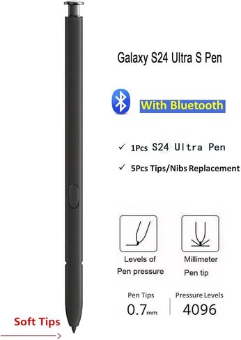S24 Ultra Stylus Pen (WithBluetooth) Replacement for Samsung Galaxy S24 Ultra 5G All Versions Touch Pen +Tips/Nibs. (Titanium Gray/S24 Ultra) in Saudi Arabia