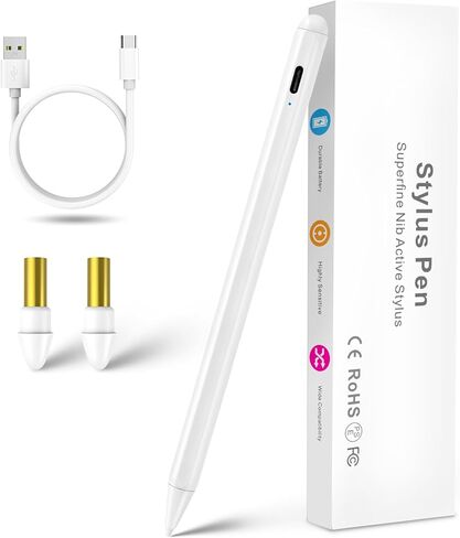 قلم iPad Pro 12.9 بوصة 6th/5th/4th Stylus Pencil، 1.5 ملم قلم نشط ذو طرف رفيع لرفض راحة اليد متوافق مع Apple Pencil لجهاز iPad Pro 12.9 بوصة 6th/5th/4th Gen Stylus لرسم قلم رسم أبيض in Kuwait