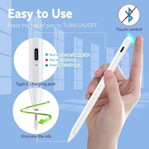 قلم iPad Pro 12.9 بوصة 6th/5th/4th Stylus Pencil، 1.5 ملم قلم نشط ذو طرف رفيع لرفض راحة اليد متوافق مع Apple Pencil لجهاز iPad Pro 12.9 بوصة 6th/5th/4th Gen Stylus لرسم قلم رسم أبيض in Kuwait