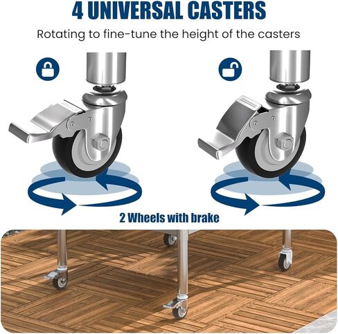 Stainless Steel Table with Wheels 30 x 30 Inches Metal Food Prep Worktable with Backsplash & Adjustable Undershelf for Kitchen, Outdoor, Restaurant, Bar & Garage in Kuwait