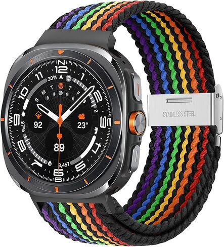 حزام مضفر قابل للتمدد متوافق مع Samsung Galaxy Watch 7 Ultra Bands 47 مم، حزام رياضي مرن من النايلون بديل للساعة الذكية Samsung Watch Ultra 2024 للرجال والنساء in Kuwait