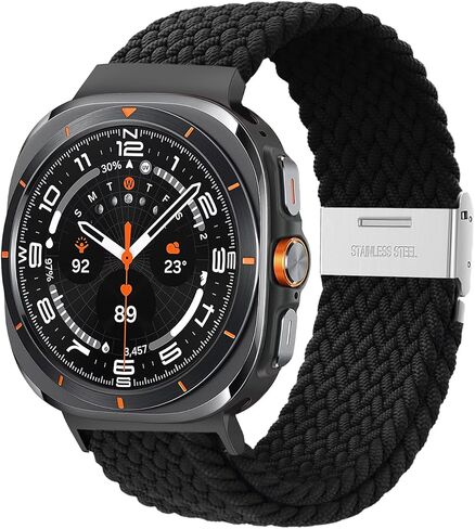 حزام مضفر قابل للتمدد متوافق مع Samsung Galaxy Watch 7 Ultra Bands 47 مم، حزام رياضي مرن من النايلون بديل للساعة الذكية Samsung Watch Ultra 2024 للرجال والنساء in Kuwait