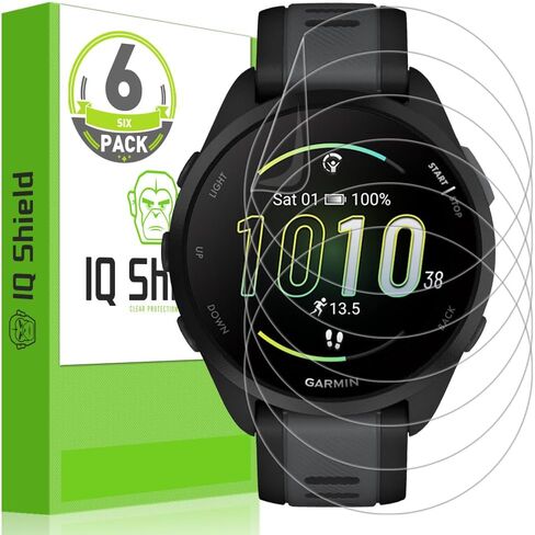 واقي شاشة IQShield متوافق مع Garmin Forerunner 165 /Forerunner 165 Music (6 عبوات) طبقة شفافة مضادة للفقاعات in Kuwait