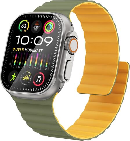 Fullife Design for Apple Watch Bands for Men Women, Silicone Magnetic Bands Sport Solo Loop for Ultra 2/Ultra 49mm, Apple Watch Series 10 46mm, 9/8/7 45mm, SE2/SE/6/5/4 44mm, 3/2/1 42mm Contrast Color in Saudi Arabia