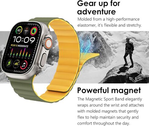 Fullife Design for Apple Watch Bands for Men Women, Silicone Magnetic Bands Sport Solo Loop for Ultra 2/Ultra 49mm, Apple Watch Series 10 46mm, 9/8/7 45mm, SE2/SE/6/5/4 44mm, 3/2/1 42mm Contrast Color in Saudi Arabia
