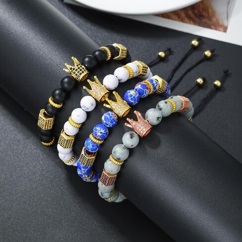 RINTOLER To My Man Bracelet - 6mm Stainless Steel Crown King Charm Bracelet for Men Valentine's Day 𝗚𝗶𝗳𝘁𝘀 𝗳𝗼𝗿 𝗠𝗲𝗻, Crown Link Bracelet for Men, Women, Girls, Unisex, Adjustable Size in Saudi Arabia
