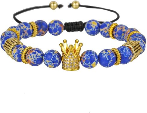 RINTOLER To My Man Bracelet - 6mm Stainless Steel Crown King Charm Bracelet for Men Valentine's Day 𝗚𝗶𝗳𝘁𝘀 𝗳𝗼𝗿 𝗠𝗲𝗻, Crown Link Bracelet for Men, Women, Girls, Unisex, Adjustable Size in Saudi Arabia